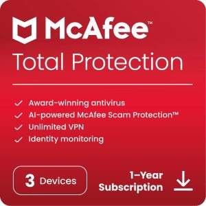 McAfee Protección total 2023 | 3 dispositivos | Exclusivo de Amazon | Software de seguridad antivirus de Internet